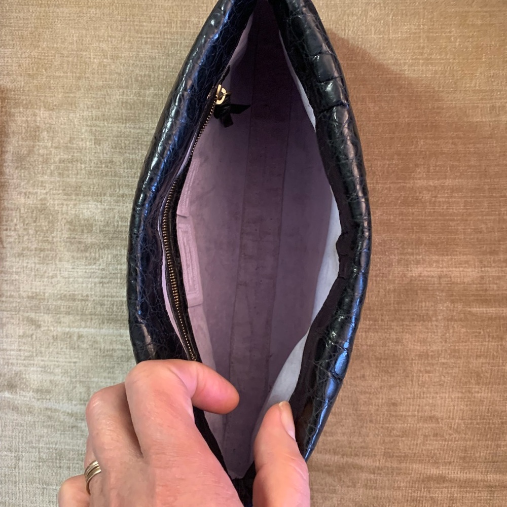 Nancy Gonzalez Black Embossed Leather Clutch - Picture 12 of 15